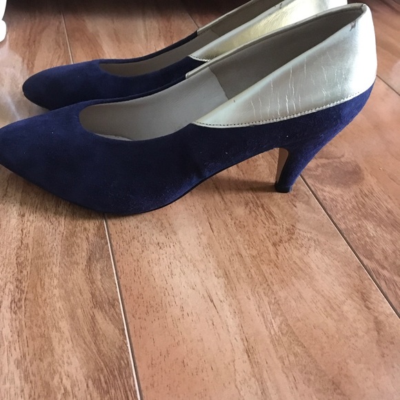 Vintage Johansen Navy Blue Suede Leather 7.5 M - Picture 4 of 8